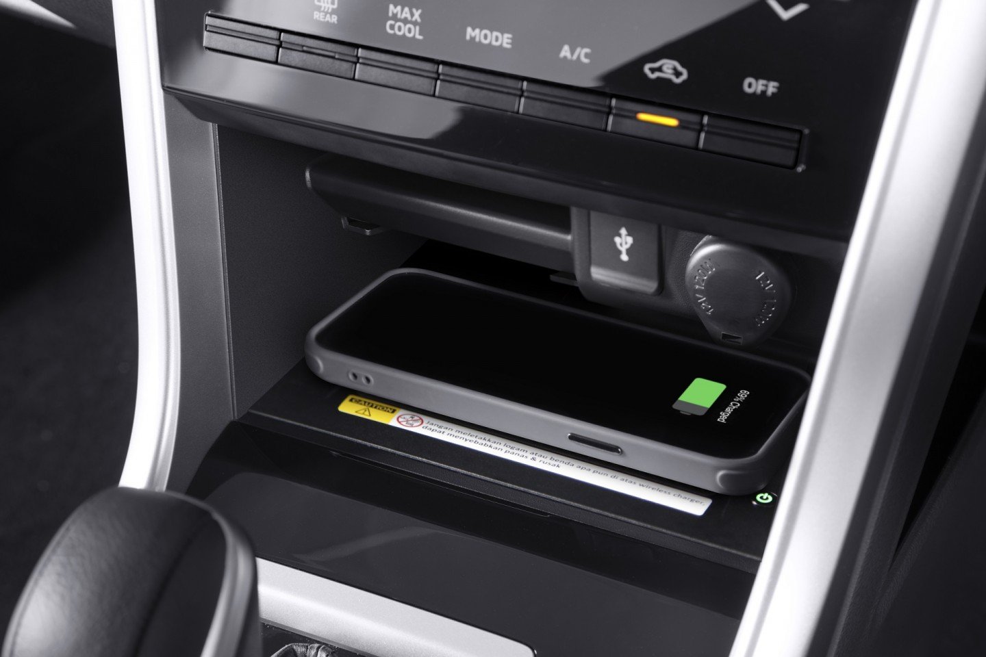 Front Console Tray with Card Holder, USB Port, Power Outlet and Wireless Charger